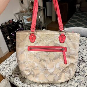 Beige and Pink Coach Purse